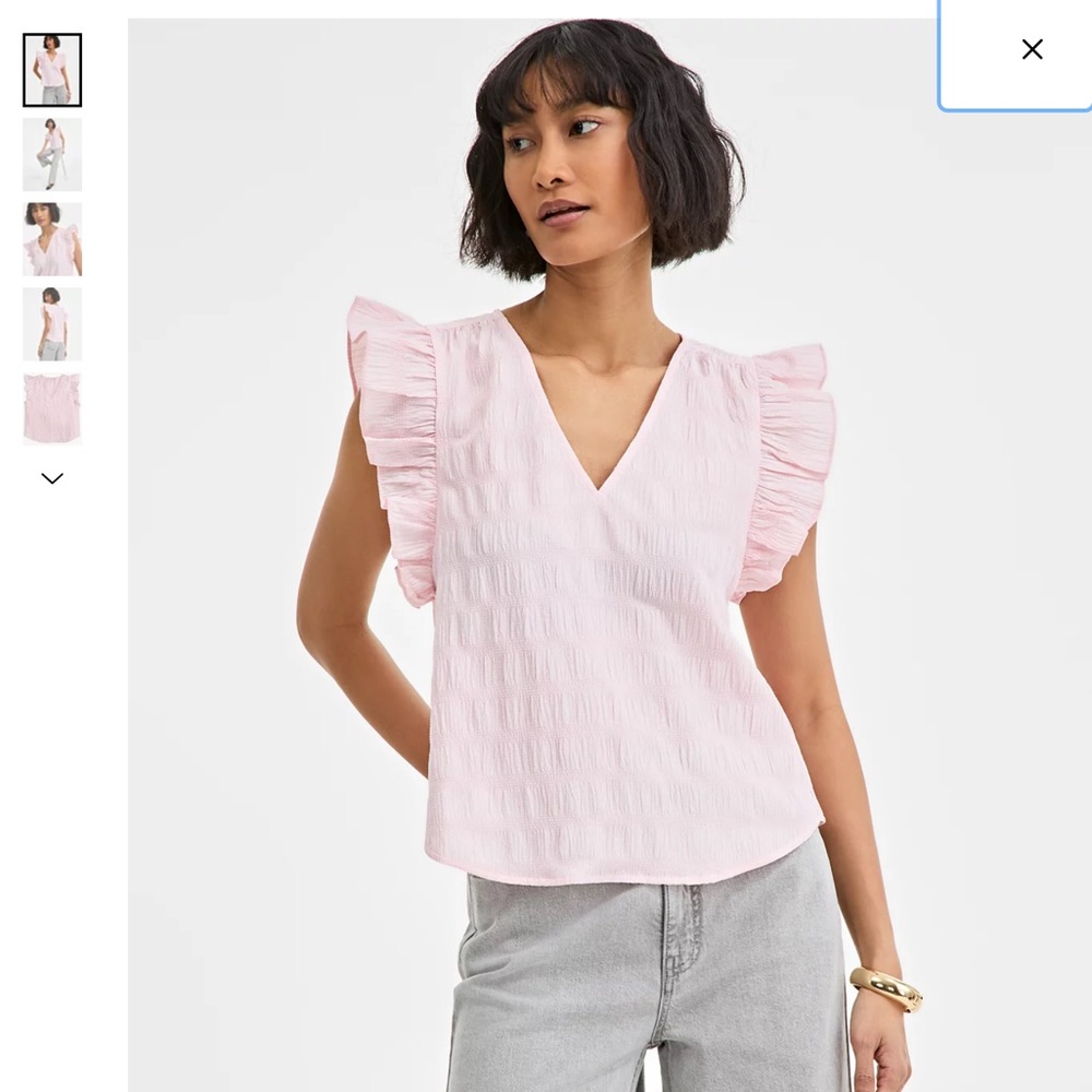Pink Ruffle Sleeve Women's Top